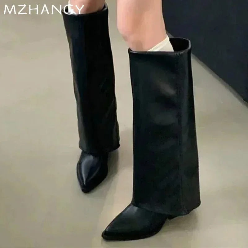 Black high heel boots