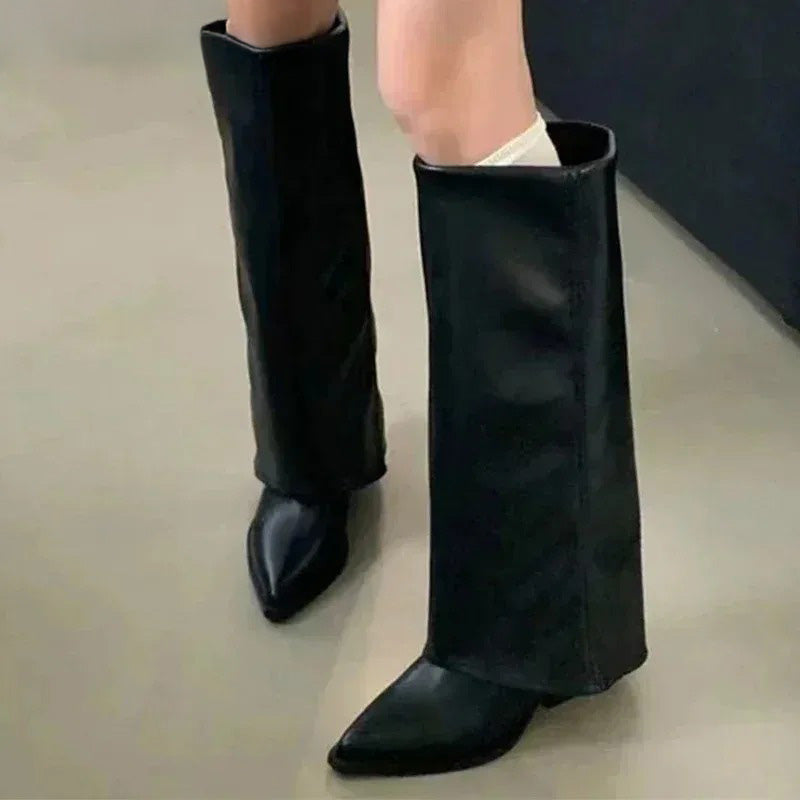 Black high heel boots